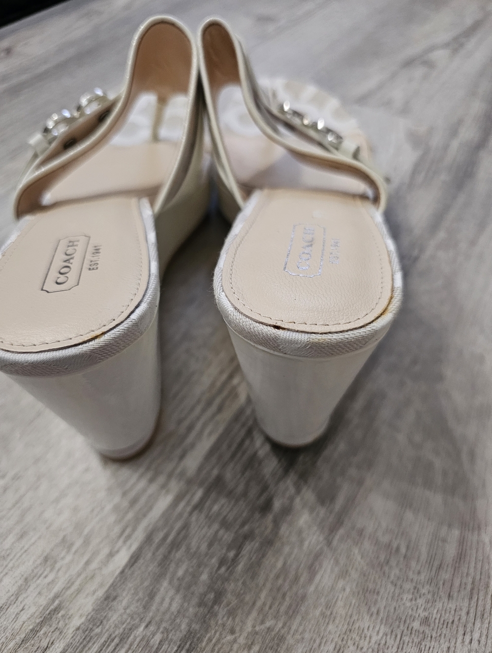 Coach beige cream platform sandals size 10 - Picture 7 of 9